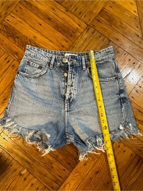 Zara Light Blue Distressed Denim Shorts